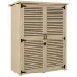 Armario de Jardín 0,83 m² 127x65x168 cm con 2 Puertas de Persiana 2 Estantes 2 Asas y Techo Impermeable Natural