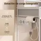 Tocador de Maquillaje con Espejo LED de 3 Colores Estación de Carga 4 Cajones 5 Estantes Soporte para Secador Blanco