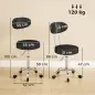 Taburete con Ruedas Giratorio Altura Regulable de Cuero Sintético con Respaldo para Spa Oficina Tatuajes Negro