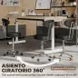 Taburete con Ruedas Giratorio Altura Regulable de Cuero Sintético con Respaldo para Spa Oficina Tatuajes Negro