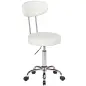 Taburete con Ruedas Giratorio Altura Regulable de Cuero Sintético con Respaldo para Spa Oficina Tatuajes Blanco Taburete con Ruedas Giratorio Altura Regulable de Cuero Sintético con Respaldo para Spa Oficina Tatuajes Blanco