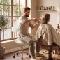 Taburete con Ruedas Giratorio Altura Regulable de Cuero Sintético con Respaldo para Spa Oficina Tatuajes Blanco Taburete con Ruedas Giratorio Altura Regulable de Cuero Sintético con Respaldo para Spa Oficina Tatuajes Blanco