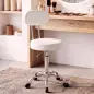 Taburete con Ruedas Giratorio Altura Regulable de Cuero Sintético con Respaldo para Spa Oficina Tatuajes Blanco Taburete con Ruedas Giratorio Altura Regulable de Cuero Sintético con Respaldo para Spa Oficina Tatuajes Blanco