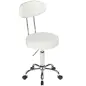 Taburete con Ruedas Giratorio Altura Regulable de Cuero Sintético con Respaldo para Spa Oficina Tatuajes Blanco Taburete con Ruedas Giratorio Altura Regulable de Cuero Sintético con Respaldo para Spa Oficina Tatuajes Blanco