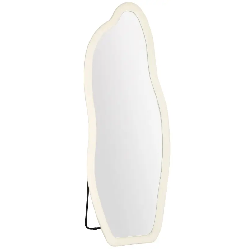 Espejo de Cuerpo Entero 160x60 cm Espejo de Pie Marco Arqueado Aterciopelado Independiente Apoyado y de Pared Crema Espejo de Cuerpo Entero 160x60 cm Espejo de Pie Marco Arqueado Aterciopelado Independiente Apoyado y de Pared Crema
