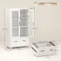 Archivador con Puertas de Cristal y Cajón Armario de Oficina con Barras Ajustables para Archivos 75x40x141 cm Blanco Archivador con Puertas de Cristal y Cajón Armario de Oficina con Barras Ajustables para Archivos 75x40x141 cm Blanco