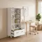 Archivador con Puertas de Cristal y Cajón Armario de Oficina con Barras Ajustables para Archivos 75x40x141 cm Blanco Archivador con Puertas de Cristal y Cajón Armario de Oficina con Barras Ajustables para Archivos 75x40x141 cm Blanco