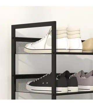 Zapatero de 5 Niveles Zapatero Estrecho de Acero para 15 Pares de Zapatos para Recibidor Entrada Pasillo Negro
