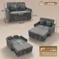 Sofá Cama 2 Plazas 3 en 1 con Respaldo Ajustable 5 Niveles Bolsillos Laterales 2 Almohadas para Sala de Estar Gris Sofá Cama 2 Plazas 3 en 1 con Respaldo Ajustable 5 Niveles Bolsillos Laterales 2 Almohadas para Sala de Estar Gris