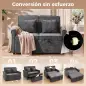 Sofá Cama 2 Plazas 3 en 1 con Respaldo Ajustable 5 Niveles Bolsillos Laterales 2 Almohadas para Sala de Estar Gris Sofá Cama 2 Plazas 3 en 1 con Respaldo Ajustable 5 Niveles Bolsillos Laterales 2 Almohadas para Sala de Estar Gris