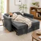 Sofá Cama 2 Plazas 3 en 1 con Respaldo Ajustable 5 Niveles Bolsillos Laterales 2 Almohadas para Sala de Estar Gris Sofá Cama 2 Plazas 3 en 1 con Respaldo Ajustable 5 Niveles Bolsillos Laterales 2 Almohadas para Sala de Estar Gris