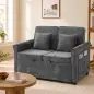 Sofá Cama 2 Plazas 3 en 1 con Respaldo Ajustable 5 Niveles Bolsillos Laterales 2 Almohadas para Sala de Estar Gris Sofá Cama 2 Plazas 3 en 1 con Respaldo Ajustable 5 Niveles Bolsillos Laterales 2 Almohadas para Sala de Estar Gris