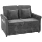 Sofá Cama 2 Plazas 3 en 1 con Respaldo Ajustable 5 Niveles Bolsillos Laterales 2 Almohadas para Sala de Estar Gris Sofá Cama 2 Plazas 3 en 1 con Respaldo Ajustable 5 Niveles Bolsillos Laterales 2 Almohadas para Sala de Estar Gris