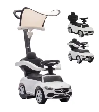 Correpasillos Bebés 3 en 1 Mercedes-Benz con Barra de Empuje Capota Barandilla de Seguridad Música 12-36 Meses Blanco