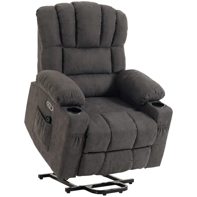 Sillón Relax Reclinable Eléctrico Levanta Personas Masaje Vibratorio y Calor Asiento Ancho USB-C USB-A Bolsillos Negro Sillón Relax Reclinable Eléctrico Levanta Personas Masaje Vibratorio y Calor Asiento Ancho USB-C USB-A Bolsillos Negro