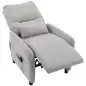 Sillón de Masaje Reclinable con Masaje Calor Lumbar Asiento con Muelles Reposapiés Cojín Lumbar Tejido Rizo Gris