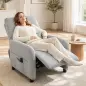 Sillón de Masaje Reclinable con Masaje Calor Lumbar Asiento con Muelles Reposapiés Cojín Lumbar Tejido Rizo Gris