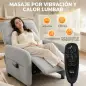 Sillón de Masaje Reclinable con Masaje Calor Lumbar Asiento con Muelles Reposapiés Cojín Lumbar Tejido Rizo Gris