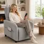 Sillón de Masaje Reclinable con Masaje Calor Lumbar Asiento con Muelles Reposapiés Cojín Lumbar Tejido Rizo Gris