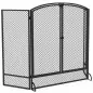Salvachispas para Chimenea Plegable de 3 Paneles de Metal con Doble Puerta para Hogar 122x75 cm Negro Salvachispas para Chimenea Plegable de 3 Paneles de Metal con Doble Puerta para Hogar 122x75 cm Negro