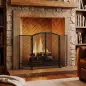 Salvachispas para Chimenea Plegable de 3 Paneles de Metal con Doble Puerta para Hogar 122x75 cm Negro Salvachispas para Chimenea Plegable de 3 Paneles de Metal con Doble Puerta para Hogar 122x75 cm Negro