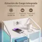 Juego de 2 Mesitas de Noche con Luces LED RGB y Estación de Carga 2 Cajones de Tela para Dormitorio 40x30x60 cm Blanco