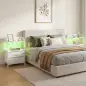 Juego de 2 Mesitas de Noche con Luces LED RGB y Estación de Carga 2 Cajones de Tela para Dormitorio 40x30x60 cm Blanco