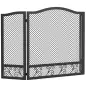 Salvachispas para Chimenea Plegable de 3 Paneles de Metal con Diseño Floral para Hogar 107x60 cm Negro Salvachispas para Chimenea Plegable de 3 Paneles de Metal con Diseño Floral para Hogar 107x60 cm Negro