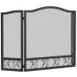 Salvachispas para Chimenea Plegable de 3 Paneles de Metal con Diseño Floral para Hogar 107x60 cm Negro Salvachispas para Chimenea Plegable de 3 Paneles de Metal con Diseño Floral para Hogar 107x60 cm Negro