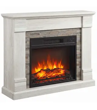 Chimenea Eléctrica Decorativa 1800W con Efecto de Llama de 3 Brillos Termostato Temporizador Mando a Distancia Natural