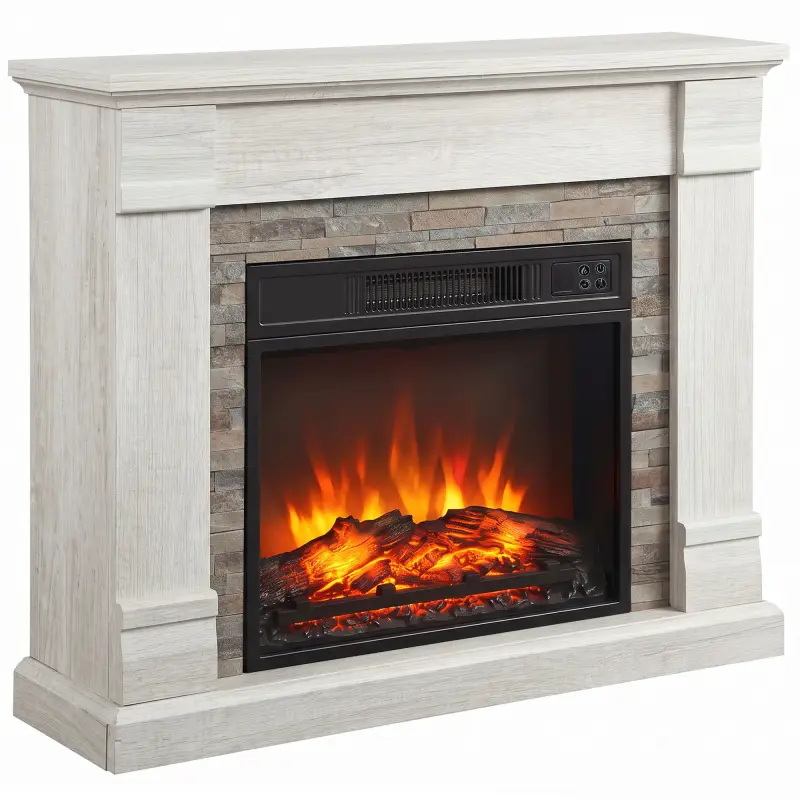 Chimenea Eléctrica Decorativa 1800W con Efecto de Llama de 3 Brillos Termostato Temporizador Mando a Distancia Natural Chimenea Eléctrica Decorativa 1800W con Efecto de Llama de 3 Brillos Termostato Temporizador Mando a Distancia Natural