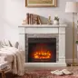 Chimenea Eléctrica Decorativa 1800W con Efecto de Llama de 3 Brillos Termostato Temporizador Mando a Distancia Natural Chimenea Eléctrica Decorativa 1800W con Efecto de Llama de 3 Brillos Termostato Temporizador Mando a Distancia Natural