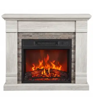 Chimenea Eléctrica Decorativa 1800W con Efecto de Llama de 3 Brillos Termostato Temporizador Mando a Distancia Natural