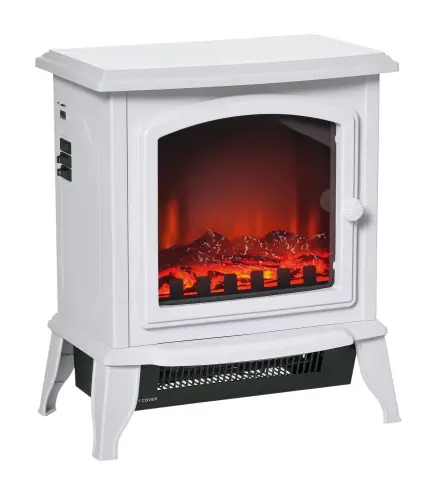 Chimenea decorativa con Termostato Ajustable y Protección Sobrecalentamiento para Salas 20-25 m² 36,5x24x45,5 cm Blanco