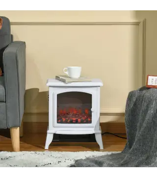Chimenea decorativa con Termostato Ajustable y Protección Sobrecalentamiento para Salas 20-25 m² 36,5x24x45,5 cm Blanco