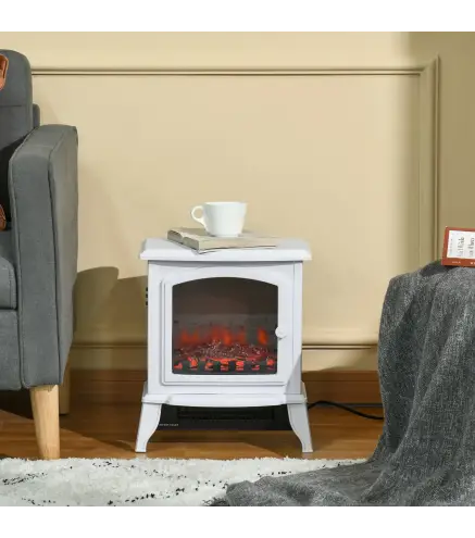 Chimenea decorativa con Termostato Ajustable y Protección Sobrecalentamiento para Salas 20-25 m² 36,5x24x45,5 cm Blanco