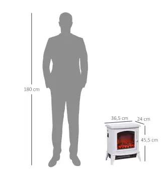 Chimenea decorativa con Termostato Ajustable y Protección Sobrecalentamiento para Salas 20-25 m² 36,5x24x45,5 cm Blanco