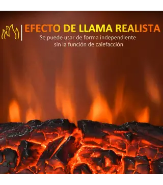 Chimenea decorativa con Termostato Ajustable y Protección Sobrecalentamiento para Salas 20-25 m² 36,5x24x45,5 cm Blanco