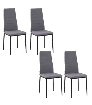 Pack de 4 Sillas de Cocina Modernas Tapizadas en Lino y Patas de Metal para Salón Carga 120 kg 41x50x97 cm Gris