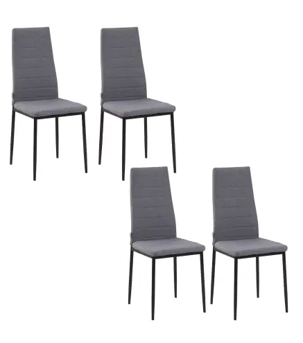 Pack de 4 Sillas de Cocina Modernas Tapizadas en Lino y Patas de Metal para Salón Carga 120 kg 41x50x97 cm Gris