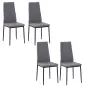 Pack de 4 Sillas de Cocina Modernas Tapizadas en Lino y Patas de Metal para Salón Carga 120 kg 41x50x97 cm Gris