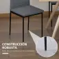 Pack de 4 Sillas de Cocina Modernas Tapizadas en Lino y Patas de Metal para Salón Carga 120 kg 41x50x97 cm Gris