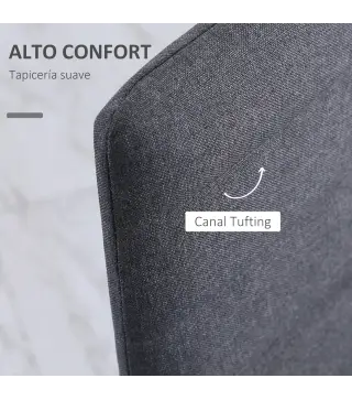 Pack de 4 Sillas de Cocina Modernas Tapizadas en Lino y Patas de Metal para Salón Carga 120 kg 41x50x97 cm Gris