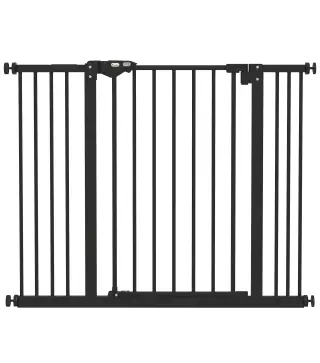 Barrera de Seguridad para Perros 74-100 cm con Extensiones Montaje a Presión y Doble Bloqueo Negro