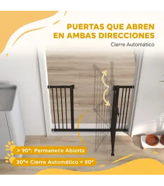 Barrera de Seguridad para Perros 74-100 cm con Extensiones Montaje a Presión y Doble Bloqueo Negro