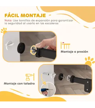 Barrera de Seguridad para Perros 74-100 cm con Extensiones Montaje a Presión y Doble Bloqueo Negro