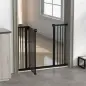 Barrera de Seguridad para Perros 74-100 cm con Extensiones Montaje a Presión y Doble Bloqueo Negro
