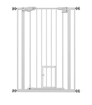 Barrera de seguridad para mascotas de 104 cm con puerta de cierre automático sistema de doble bloqueo sin perforación