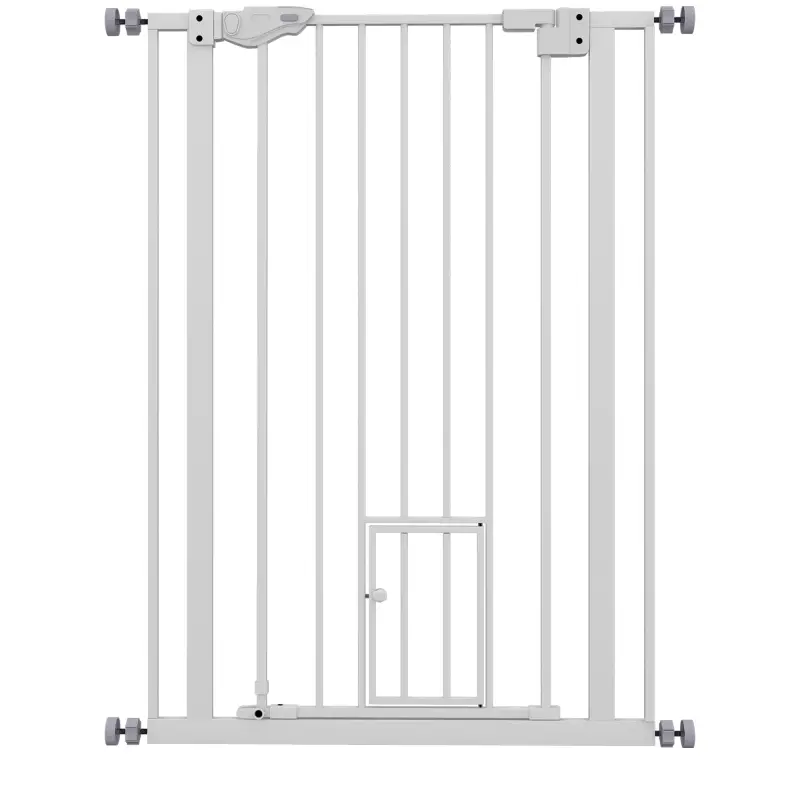 Barrera de seguridad para mascotas de 104 cm con puerta de cierre automático sistema de doble bloqueo sin perforación Barrera de seguridad para mascotas de 104 cm con puerta de cierre automático sistema de doble bloqueo sin perforación