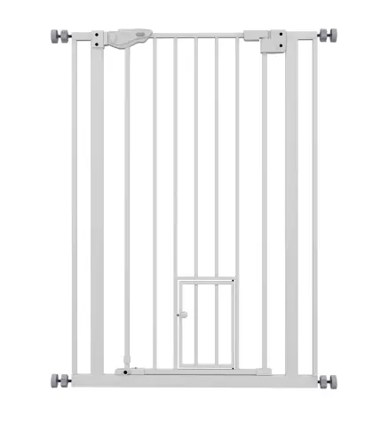 Barrera de seguridad para mascotas de 104 cm con puerta de cierre automático sistema de doble bloqueo sin perforación